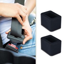 Piburth 2 Pack Seat Belt Buckle Holder, Silicone Auto Rear Seatbelt Buckle Booster to Makes Receptacle Stand Upright for Easy Access, Universal Vehicle Seatbelt Buckle for Kids (Black)