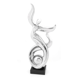 Deco 79 Ceramic People Decorative Sculpture Dancing Home Decor Statue, Accent Figurine 10" x 5" x 25", Silver