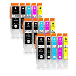 E 26XL Printer Cartridges Compatible / Replacement for Epson Expression Premium XP-510, XP-520, XP-600, XP-605, XP-610, XP-615, XP-620, XP-625, XP-700, XP-710, XP-720, XP-800, XP-810, XP-820 (Pack of