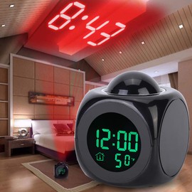 VIFERR Electronic Projection Alarm Clock LCD Digital Clock Bedside Clock with Temperature Display for Bedroom Office