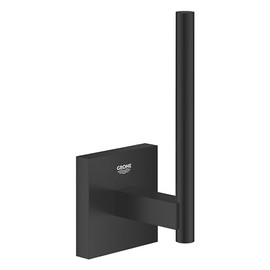 GROHE Start Cube QuickFix Spare Toilet Roll Holder (Material: Metal, Wall Mounted, Concealed Fastening, with Screws and Dowels), Size 134 mm, Easy to Fit QuickGlue, Matt Black, 409792430