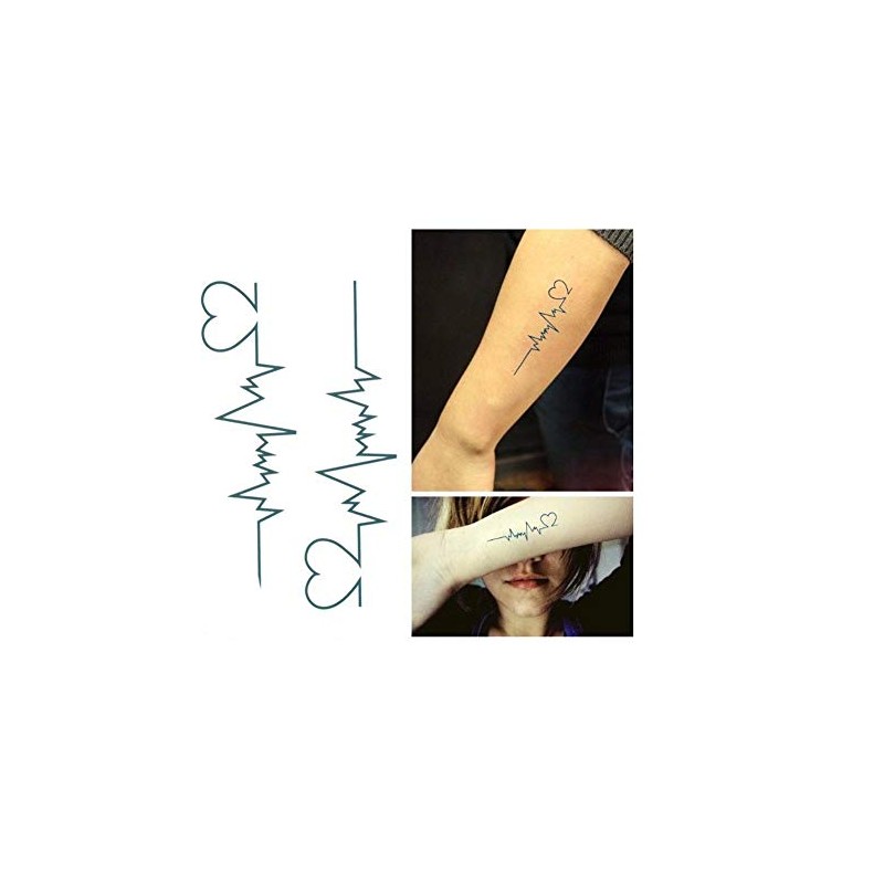 EROSPA® Temporary Tattoo Sheet / Sticker - ECG Heart Frequency