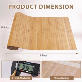 EYAYEN Natural Bamboo Wall Panel for Interior Wall Decor, Pole Wrap Wainscoting Interior Wall Cladding Panel for Kitchen Island, Bedroom, Living Room Office,Decor(48" H x 96" L, Light-Carbonized)