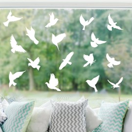 Anti Collisions Stickers for Birds - Pack of 16 Reusable Electrostatic Assorted Bird Stickers Large Size Transparent for Windows and Glass Doors Interior and Exterior