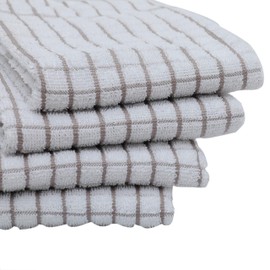 AMOUR INFINI - Juego de 4 toallas de cocina de rizo de 50,8 x 71,1 cm, superafelpadas y absorbentes, 100% algodón con lazo para colgar, perfectas para cocina y uso doméstico, color beige