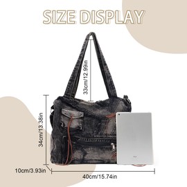 Emprier Denim Hobo Bags for Women - Retro Y2K Blue Jean Casual Purses and Handbags - Large Capacity Tote Bag