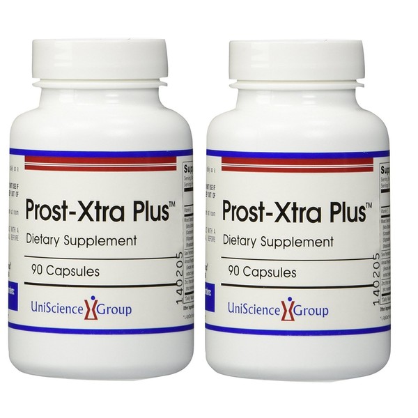 Prost-Xtra Plus (2 Bottle kit) with Rye Grass, 300mg Plant Sterols, Saw Palmetto, Zinc, Vitamin E 90 Capsules Each