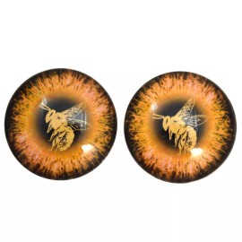 Glass Eyes: Pair of 30mm Queen Bee Cabochons for Jewelry, Art Dolls, Insect Bug