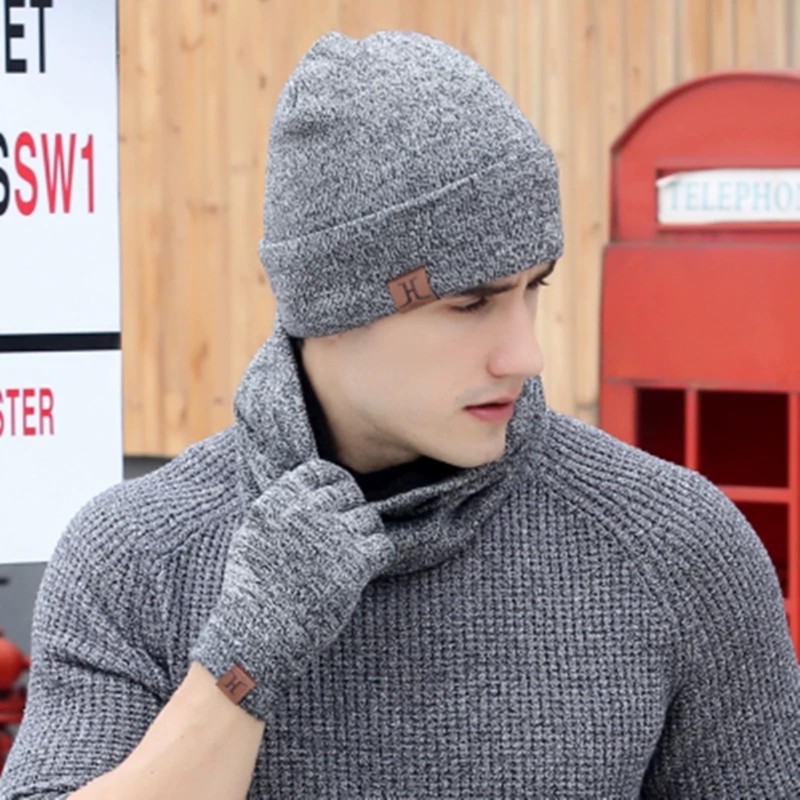Set de Bufanda, Gorro y Guantes Invierno Unisex para Hombre