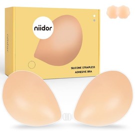 Niidor Adhesive Bra Strapless Sticky Invisible Silicone Bra for Backless Dress with breath Covers, Comfort Gift for her, girls accessories,womenswear, lady underswear, springtok:_Nude_C