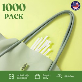 Glotoch Express 1000 PCS Individually Wrapped Black Plastic Straws, 10.25'' Long, 0.24'' Diameter Disposable Drinking Straws for Every Occasion, Party, Made in USA