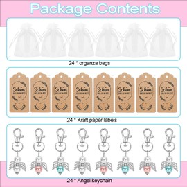 Ahaimy Pack of 24 Guardian Angel Pendants, Party Favours, Christening Wedding with Organza Bag and Kraft Paper Pendant, for Wedding, Christening, Christmas, Birthday, Confirmation