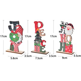 Decorative Stand for Christmas, Wooden Alphabet Decorations, 3-Piece Christmas Decoration Set, Decorative Stand Made of Wood, Christmas Letter Ornament, Table Decoration for Home, Office, Dining Table