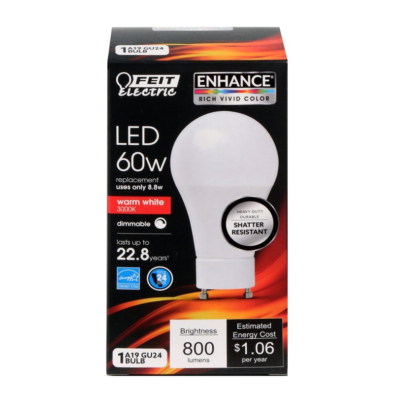 FEIT OM60DM/930CA/GU24 800 Lumen 3000K Dimmable LED