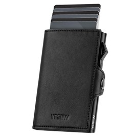 YESIIW Slim Wallet with Maximum Compactness Pop Up Wallet for 7 Cards, 1 ID & 10 Paper Money Wallet Men's Slim Card Case with Coin Compartment & RFID Blocco Wallets for Men, a02-brown, Minimalist