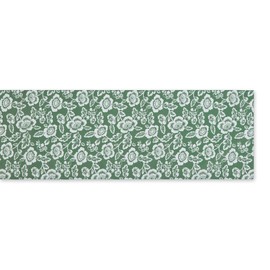 DII Indoor/Outdoor Tabletop Collection Floral Print, Water Resistant & Machine Washable, Table Runner, 14x72, Artichoke Green