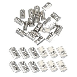 PATIKIL 3030 Series M6 t Slot Nuts, 20pcs Roll-in Spring Ball Loaded Elastic Nuts with 7.5mm Slot for Aluminum Extrusion Profile Rail 3D Printer, Silver