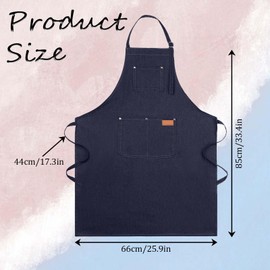 Hariendny Canvas Jeans Apron Women Men Denim Apron with Pocket Waterproof Oil Resistant Work Apron Adjustable Apron for Kitchen Barber Gardener Painter Cafés (Blue)