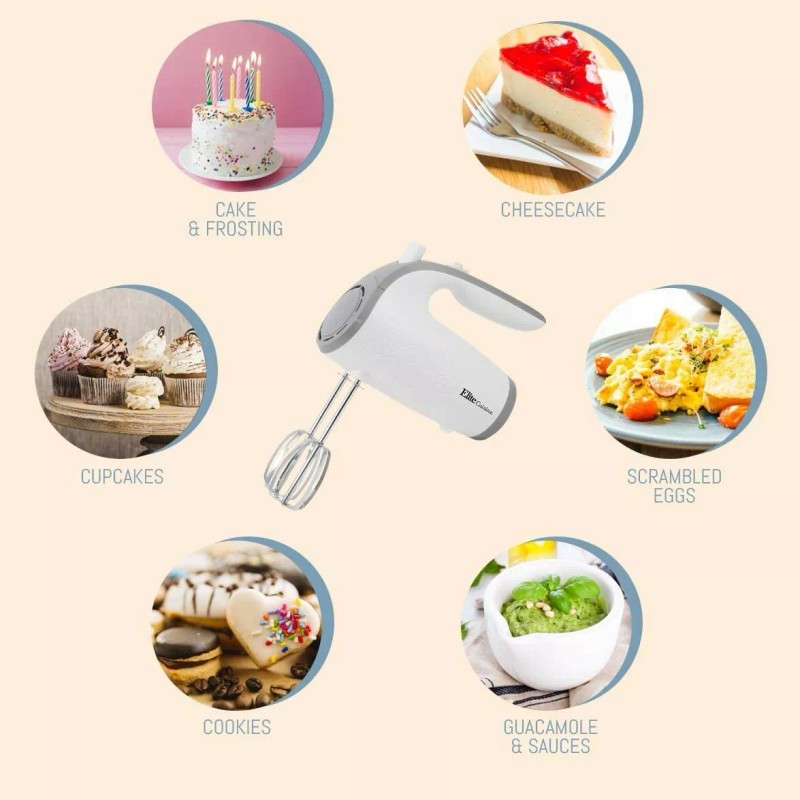 Elite Gourmet EHM-003X Ultra Power Electric 5-Speed Kitchen Hand Mixer,