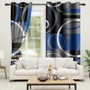 Blue and Black Blackout Curtains Geometric Line Plaid, 52x84 Inch