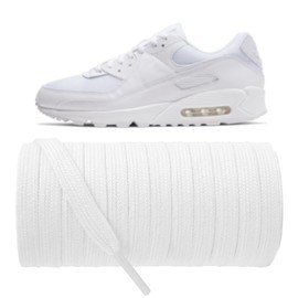 NDTEZUGT Flat Shoelaces for Air Max 90&1 Running Sneakers, 5/16"(8mm) Cotton Shoe Laces Replacement Strings (White,39"/100cm)