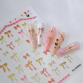 Unbranded 2Pcs Self-Adhesive Nail Art Decals with Butterfly Bow-Knot Gold Tone Design NH28