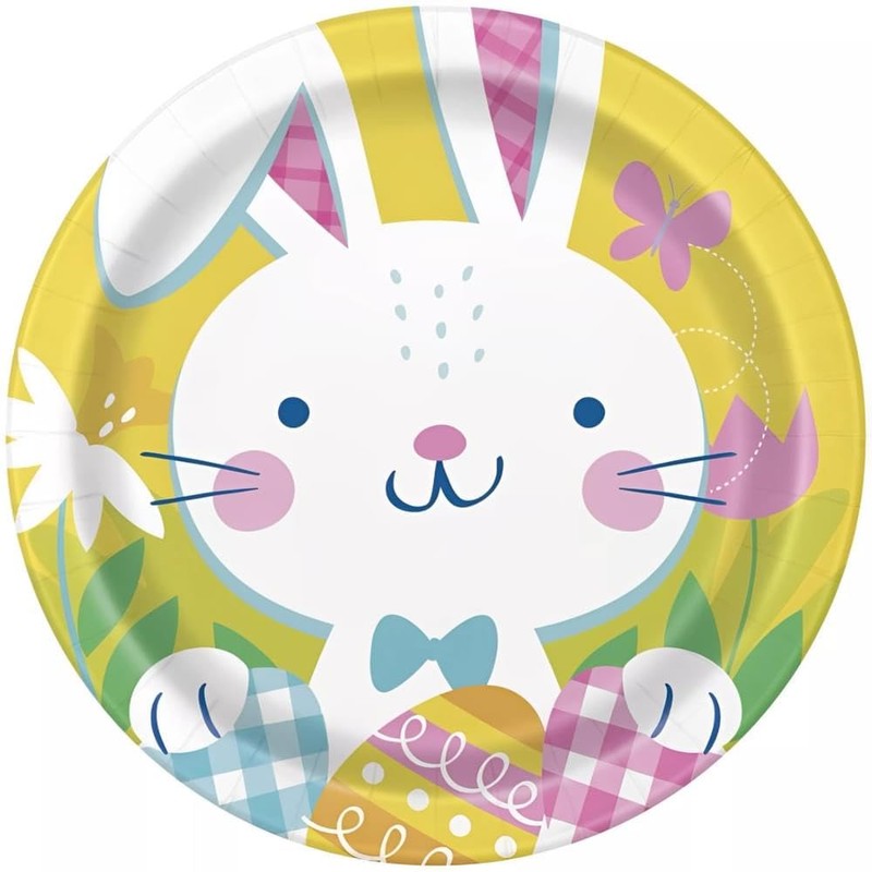 Unique Industries Eggstraordinary Round Easter Disposable Paper Dinner Plates -