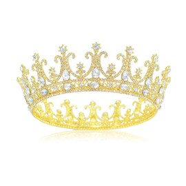 XFSRG Round Tiaras Women's Rhinestone Crown Fashionable and Sparkling Birthday Tiara for Weddings Parties Bar Mitzvahs
