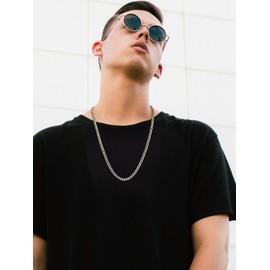 U7 22 Inch Diamond Cut Cuban Link Chain for Men Women Stainless Steel 6mm Chunky Hip Hop Curb Chain Necklace