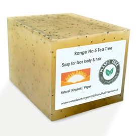 Handmade Natural Tea Tree Soap Loaf - Range No.5 - Acne/Blackhead/keratosis Pilaris/Athlete's Foot/Hidradenitis Suppurativa Relief - 400g Money Saver Loaf