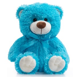WENMOTDY Super Color Teddy Bear Stuffed Animals Plush Toy for Children Girlfriend Family Congratulations Baby Shower Birthday Blue 14 inch