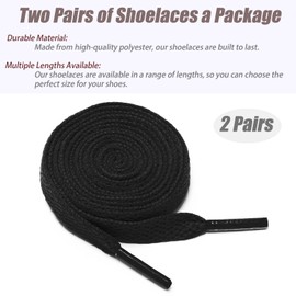 FADTOP Flat Shoelaces - Colorful Laces for Board, Sports, Casual Shoes - Universal for Adults - Black, 55.12inch (140cm)