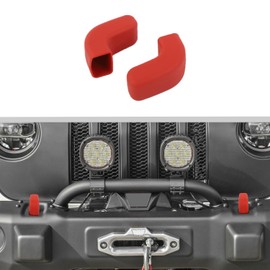 JWWY Tow Hook Covers Trailer Hook Hitch Receiver Rubber Protector Cover Trim Fit for 2007-2024+Jeep Wrangler JK JL Gladiator JT 4XE JK Exterior Accessories 2pcs Red