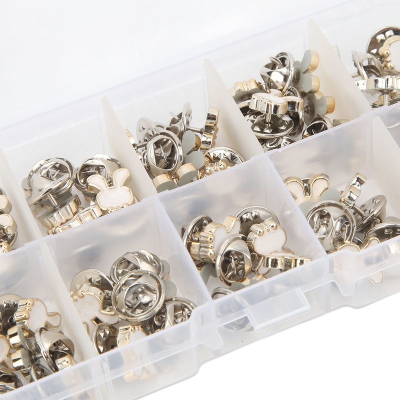 3 Boxes 150pcs Brooch Buttons White Rabbit Head Shape Detachable