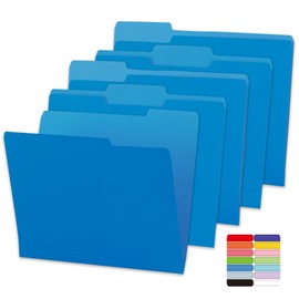 100 Packs Colored File Folders,Blue File Folders Letter Size,Two-Tone File Folders for School,Office,and Home Organization