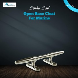 Marine City 316 Grade Stainless Steel Heavy Duty Open Base Cleat Marine Hollow Base Deck Mooring Rope Tie Cleat for Marines – Boats – Yachts (1 Pcs, 10 Inches)