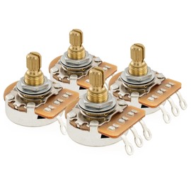 Musiclily Pro HD B500K Pots Brass Metric Split Short Shaft 6.5mm Linear Taper Potentiometers for Electric Guitar Bass (Set of 4)
