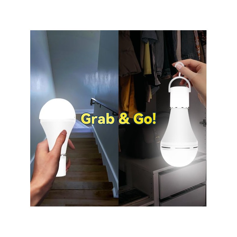 Neporal A19 Rechargeable Light Bulbs, Socket Rechargeable Emergency Light Bulb
