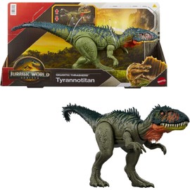 Mattel Jurassic World Rebirth Gigantic Thrashers Tyrannotitian Dinosaur Figure Toy, 2 Tail Activated Rampage Attacks, Digital Play​, JCL75