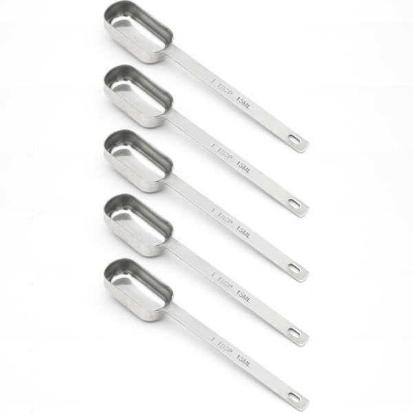 BERYLER 5PCS 1 Tablespoon Single Measuring Spoon, Stainless Steel Individual