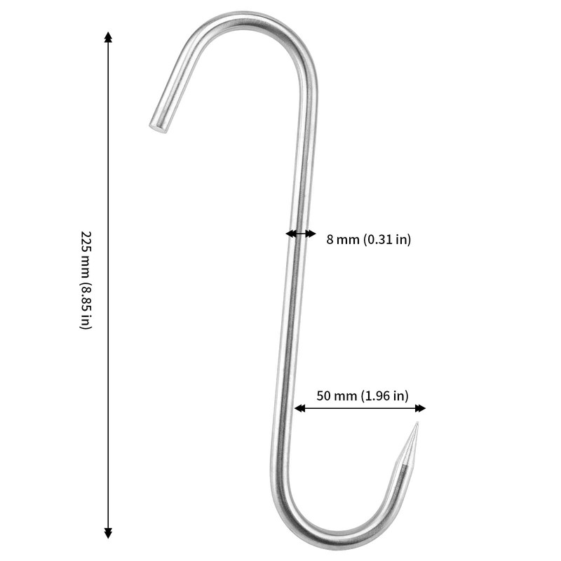 JAPCHET 20 Pack 9 Inch Meat Hooks, 8mm Thick Heavy