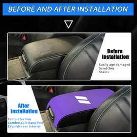XYHGM Car Center Console Armrest Cover for 2022 2023 Dodge Charger 2011-2021/for Chrysler 300 2011-2022 2023 Leather Anti-Scratch Central Box Lid Protector Cushion Interior Accessories-Purple+Black