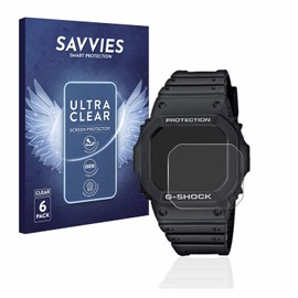 Savvies Pack of 6 Screen Protectors for Casio G-Shock GW-M5610-1ER Ultra Transparent