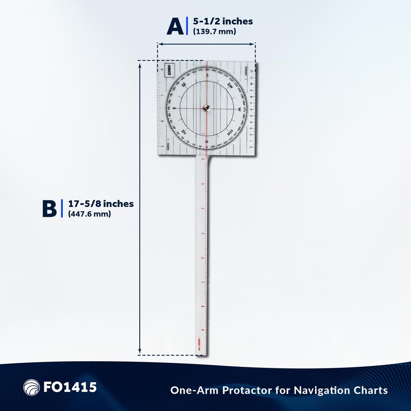 Five Oceans One-Arm Protractor for Navigations Charts - Nautical Protractor,