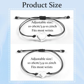 VU100 Mother Son Bracelets Mother Son Gifts for Mum Mommy and Me Bracelets Matching Heart Bracelet for Women Boys Wish Jewellry Mothers Day Birthday Christmas Gifts Set for 2