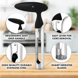 Zulay Kitchen Stainless Steel Pineapple Corer & Slicer – Heavy Duty Pineapple Cutter & Eye Removal Tool – Effortless Core Remover Tool with Sharp Reinforced Blade & Ergonomic Handle - Purple