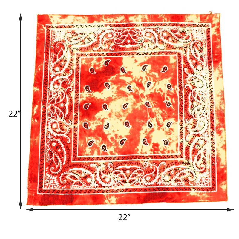 Motique Accessories Tie Dye Paisley Bandana-Orange