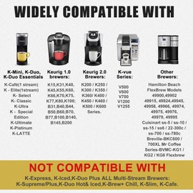 Reusable K Cups, Universal Fit Reusable Coffee Filters with Food Grade Stainless Steel Mesh Eco-Friendly Coffee Pods, for 1.0 and 2.0 Brewers (6)