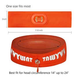 IVYWNT LED Sports Sweat Headband - Outdoor Headlamp Rechargeable with Reflective Visible for Men and Women, 3 Brightness Head Lights for Camping Running, Orange