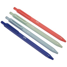 Miquelrius - Pack of 4 Click Ballpoint Pens - Half Gel Ink - Blue, Sky Blue, Mint and Coral